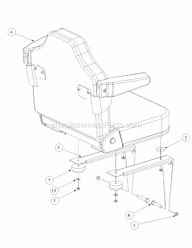 Seat Assembly Diagram and Parts List for M54-KW 53AB5DBW150-23-HP Cub Cadet Lawn Tractor